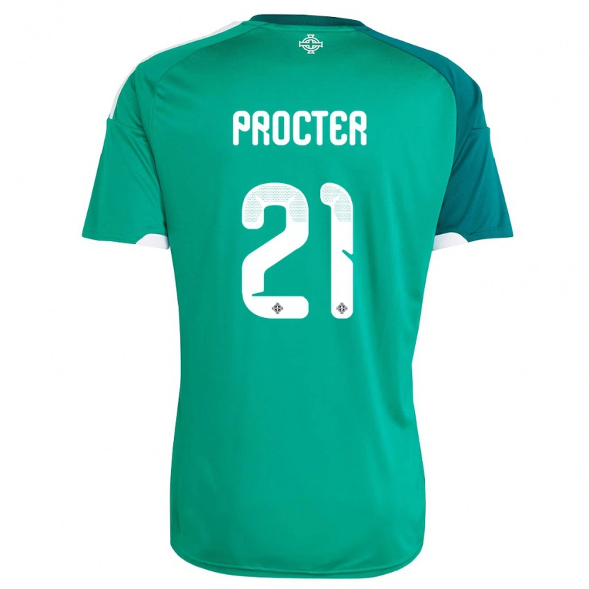 Danxen Niño Camiseta Irlanda Del Norte Will Procter #21 Verde Blanco 1ª Equipación 26-28 La Camisa México
