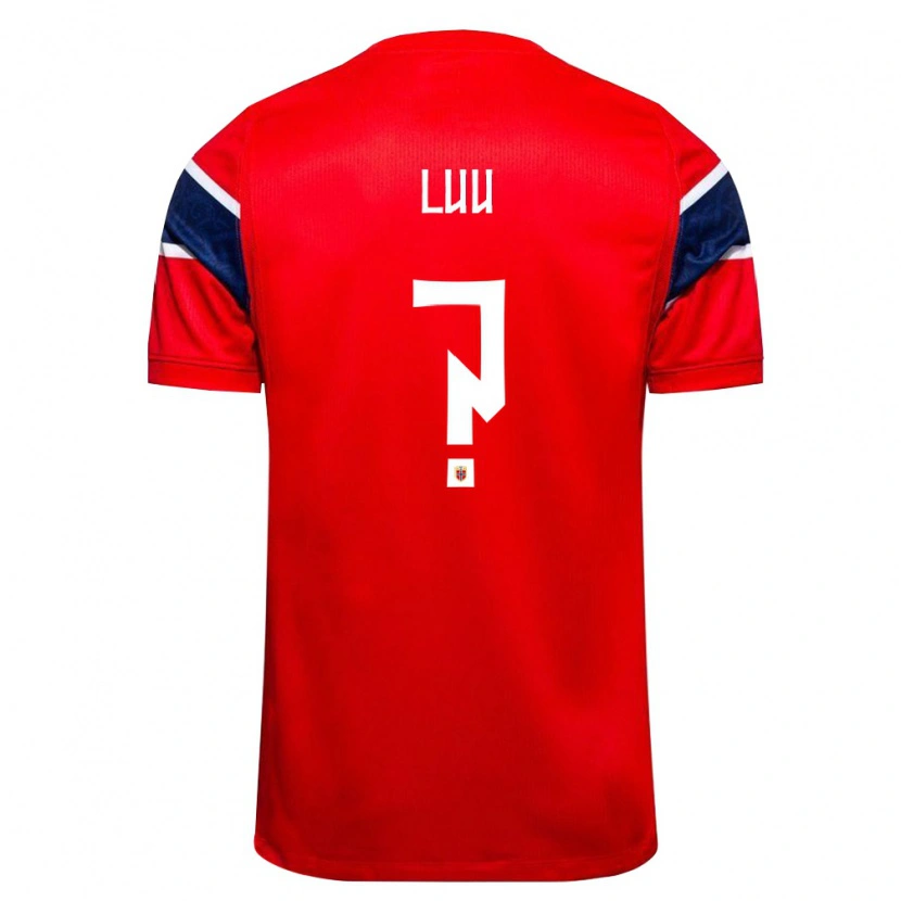 Danxen Niño Camiseta Noruega Liam Luu #0 Rojo Marino Blanco 1ª Equipación 26-28 La Camisa México
