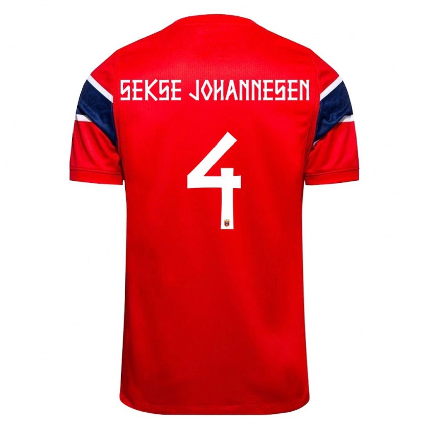 Danxen Niño Camiseta Noruega Mats Sekse Johannesen #4 Rojo Marino Blanco 1ª Equipación 26-28 La Camisa México