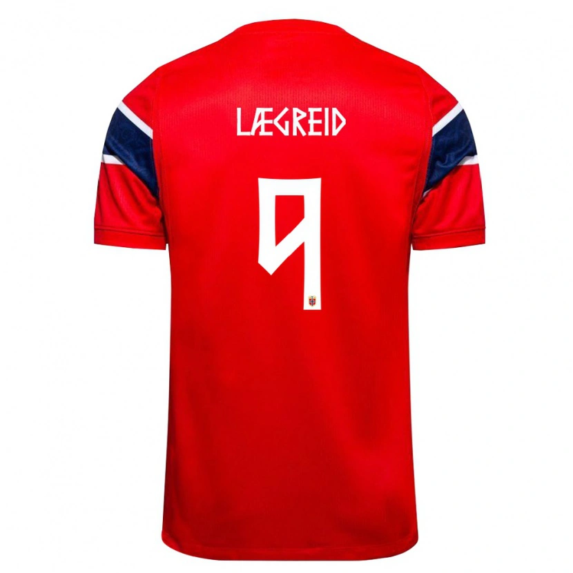 Danxen Niño Camiseta Noruega Julian Lægreid #9 Rojo Marino Blanco 1ª Equipación 26-28 La Camisa México