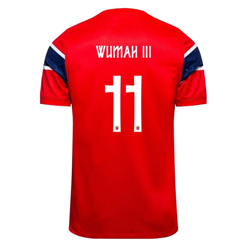 Danxen Niño Camiseta Noruega Edward Wumah Iii #11 Rojo Marino Blanco 1ª Equipación 26-28 La Camisa México