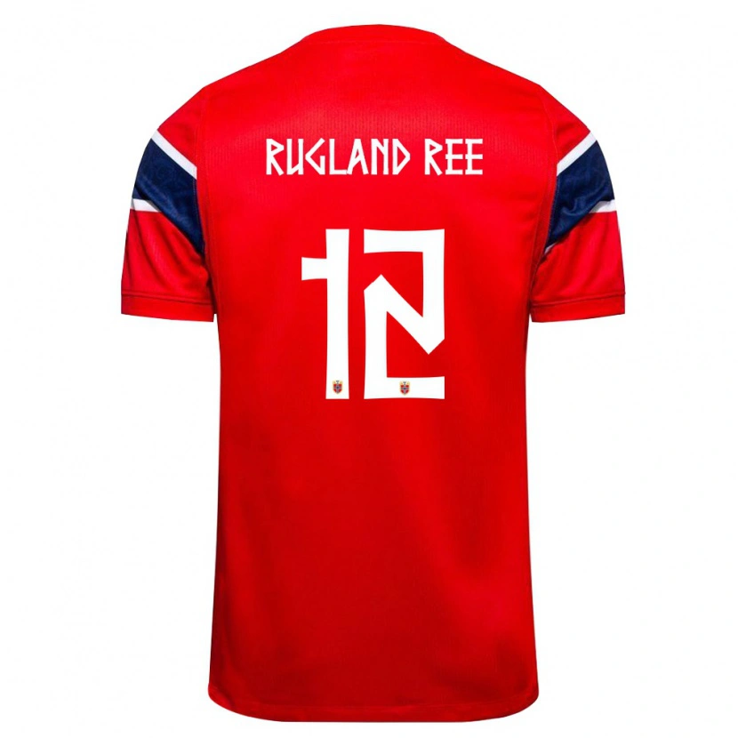 Danxen Niño Camiseta Noruega Magnus Rugland Ree #12 Rojo Marino Blanco 1ª Equipación 26-28 La Camisa México