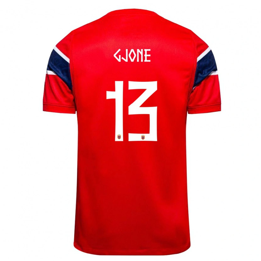 Danxen Niño Camiseta Noruega Martin Gjone #13 Rojo Marino Blanco 1ª Equipación 26-28 La Camisa México