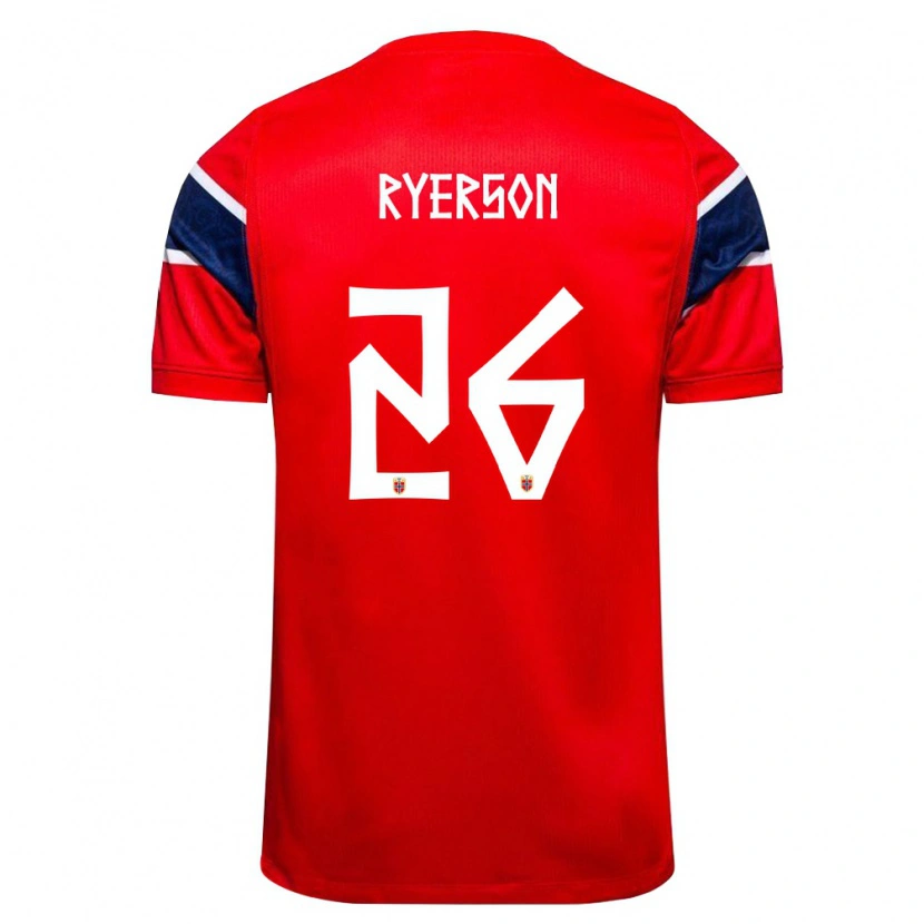 Danxen Niño Camiseta Noruega Julian Ryerson #26 Rojo Marino Blanco 1ª Equipación 26-28 La Camisa México