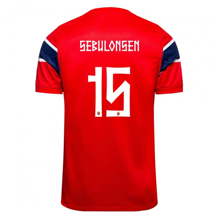 Danxen Niño Camiseta Noruega Sebastian Sebulonsen #15 Rojo Marino Blanco 1ª Equipación 26-28 La Camisa México