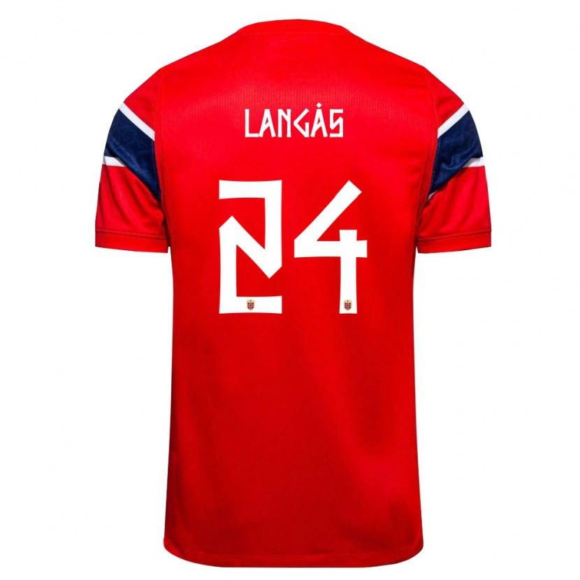 Danxen Niño Camiseta Noruega Sondre Langås #24 Rojo Marino Blanco 1ª Equipación 26-28 La Camisa México