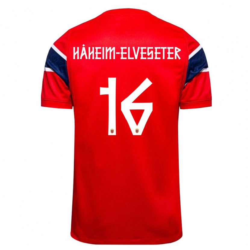 Danxen Niño Camiseta Noruega Martin Håheim-Elveseter #16 Rojo Marino Blanco 1ª Equipación 26-28 La Camisa México