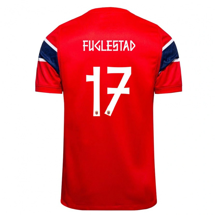 Danxen Niño Camiseta Noruega Niklas Fuglestad #17 Rojo Marino Blanco 1ª Equipación 26-28 La Camisa México