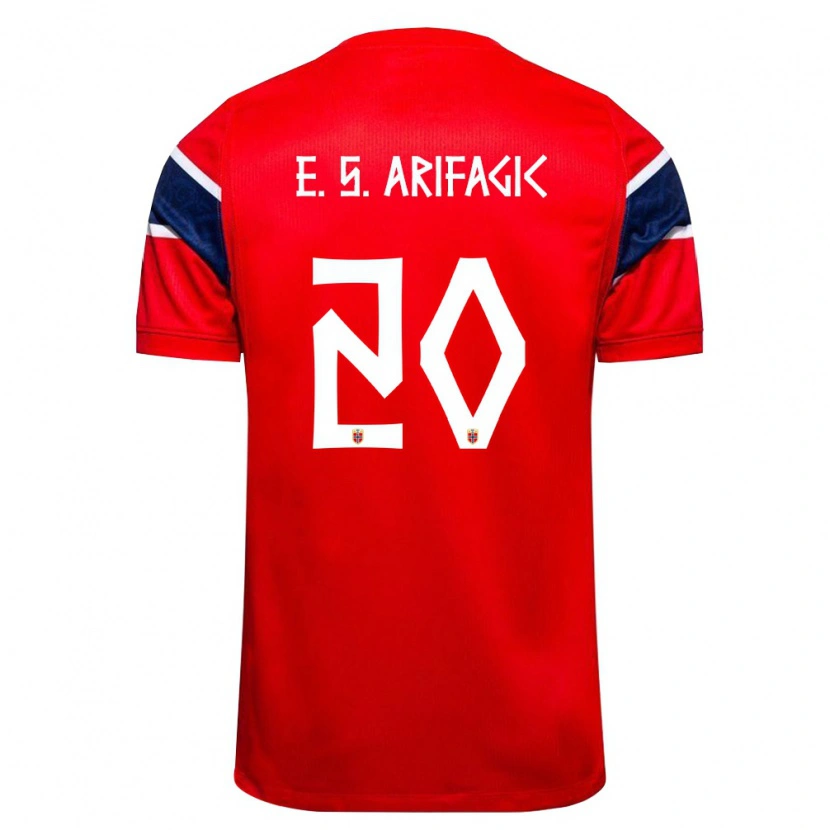 Danxen Niño Camiseta Noruega Elias Samuelsen Arifagic #20 Rojo Marino Blanco 1ª Equipación 26-28 La Camisa México