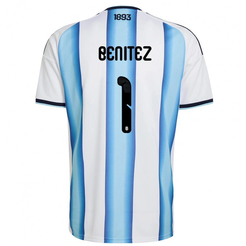 Danxen Niño Camiseta Argentina Walter Benítez #1 Blanco Azul Cielo Marino 1ª Equipación 26-28 La Camisa México