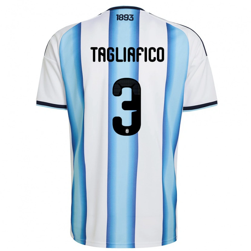 Danxen Niño Camiseta Argentina Nicolás Tagliafico #3 Blanco Azul Cielo Marino 1ª Equipación 26-28 La Camisa México