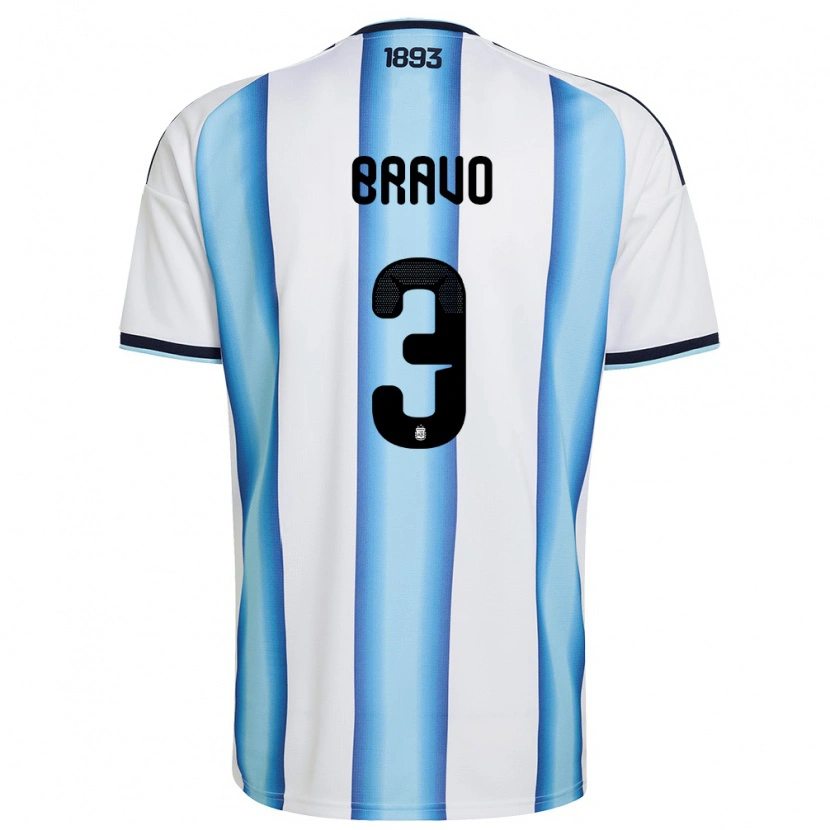 Danxen Niño Camiseta Argentina Claudio Bravo #3 Blanco Azul Cielo Marino 1ª Equipación 26-28 La Camisa México