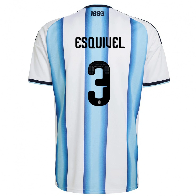 Danxen Niño Camiseta Argentina Lucas Esquivel #3 Blanco Azul Cielo Marino 1ª Equipación 26-28 La Camisa México