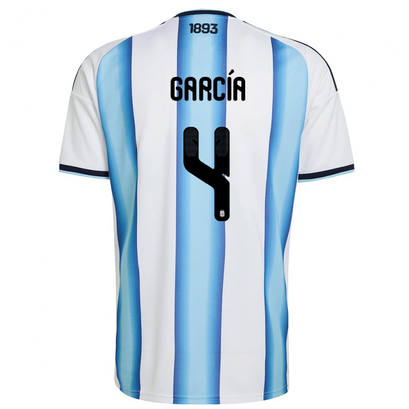 Danxen Niño Camiseta Argentina Joaquín García #4 Blanco Azul Cielo Marino 1ª Equipación 26-28 La Camisa México