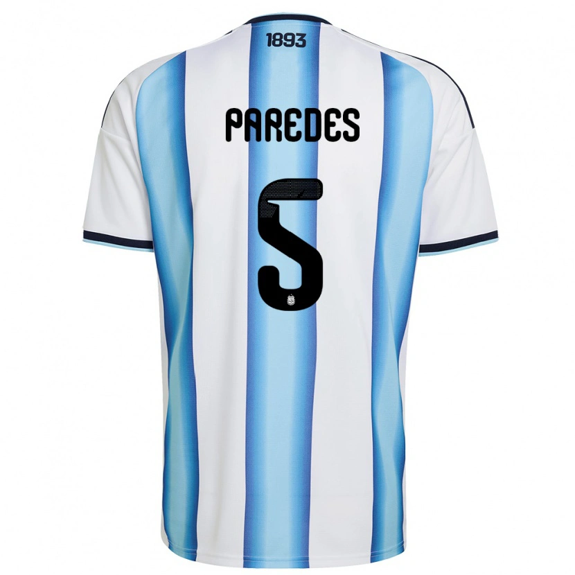 Danxen Niño Camiseta Argentina Leandro Paredes #5 Blanco Azul Cielo Marino 1ª Equipación 26-28 La Camisa México