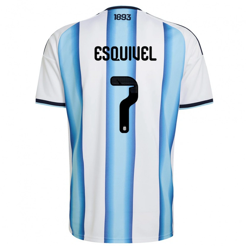 Danxen Niño Camiseta Argentina Felipe Esquivel #7 Blanco Azul Cielo Marino 1ª Equipación 26-28 La Camisa México