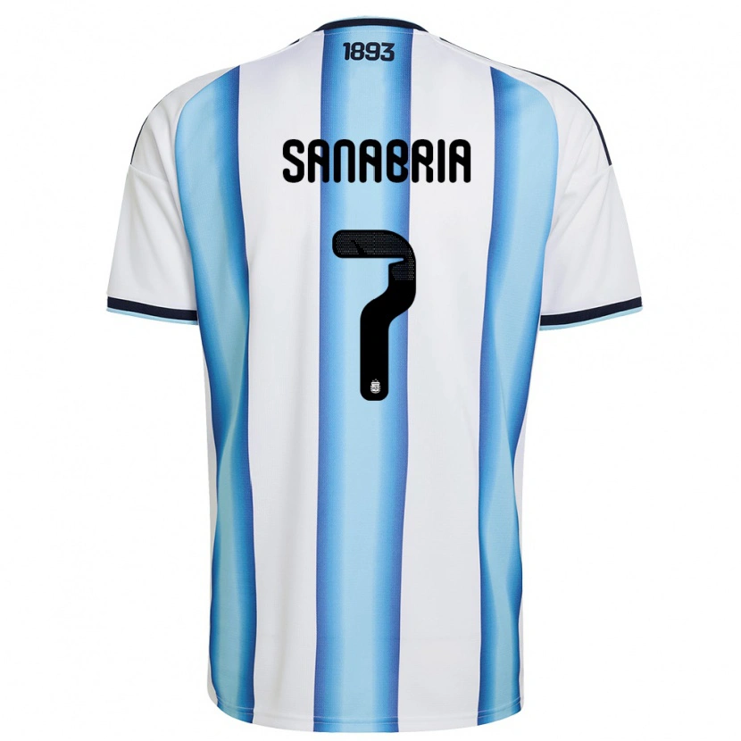 Danxen Niño Camiseta Argentina Mateo Sanabria #7 Blanco Azul Cielo Marino 1ª Equipación 26-28 La Camisa México