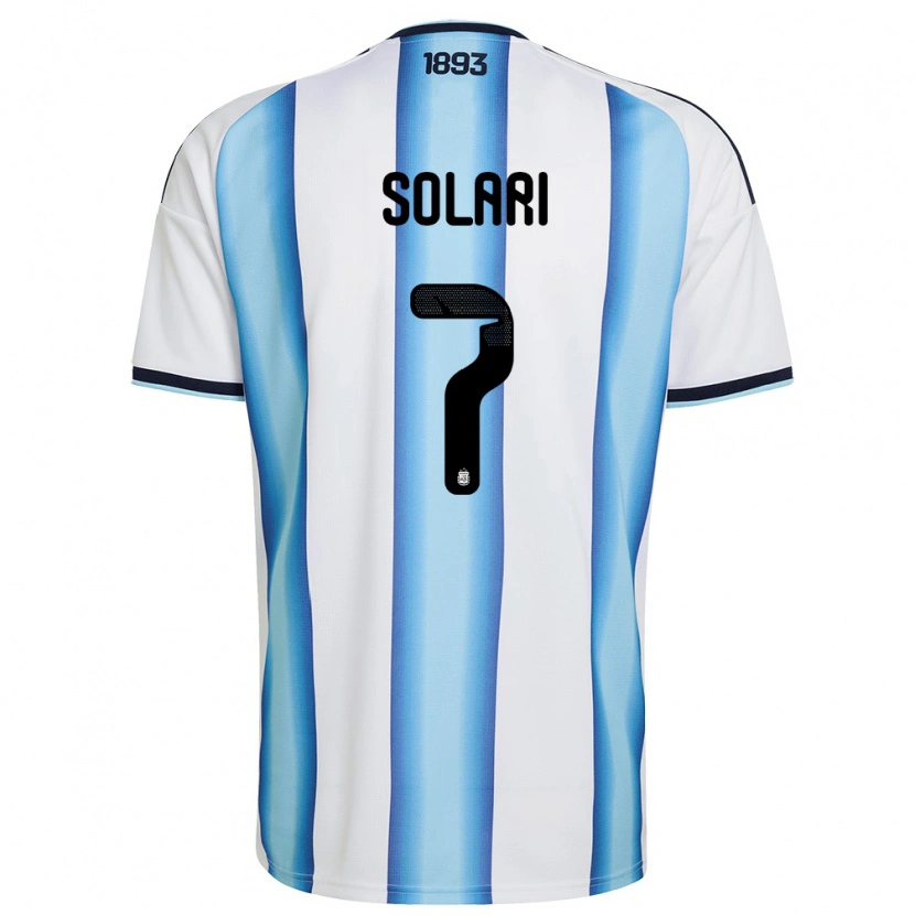 Danxen Niño Camiseta Argentina Pablo Solari #7 Blanco Azul Cielo Marino 1ª Equipación 26-28 La Camisa México