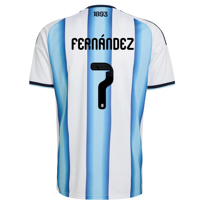 Danxen Niño Camiseta Argentina Thiago Fernández #7 Blanco Azul Cielo Marino 1ª Equipación 26-28 La Camisa México