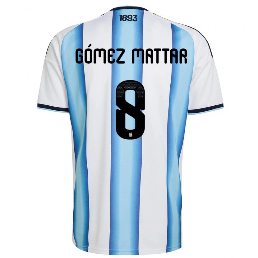 Danxen Niño Camiseta Argentina Jerónimo Gómez Mattar #8 Blanco Azul Cielo Marino 1ª Equipación 26-28 La Camisa México