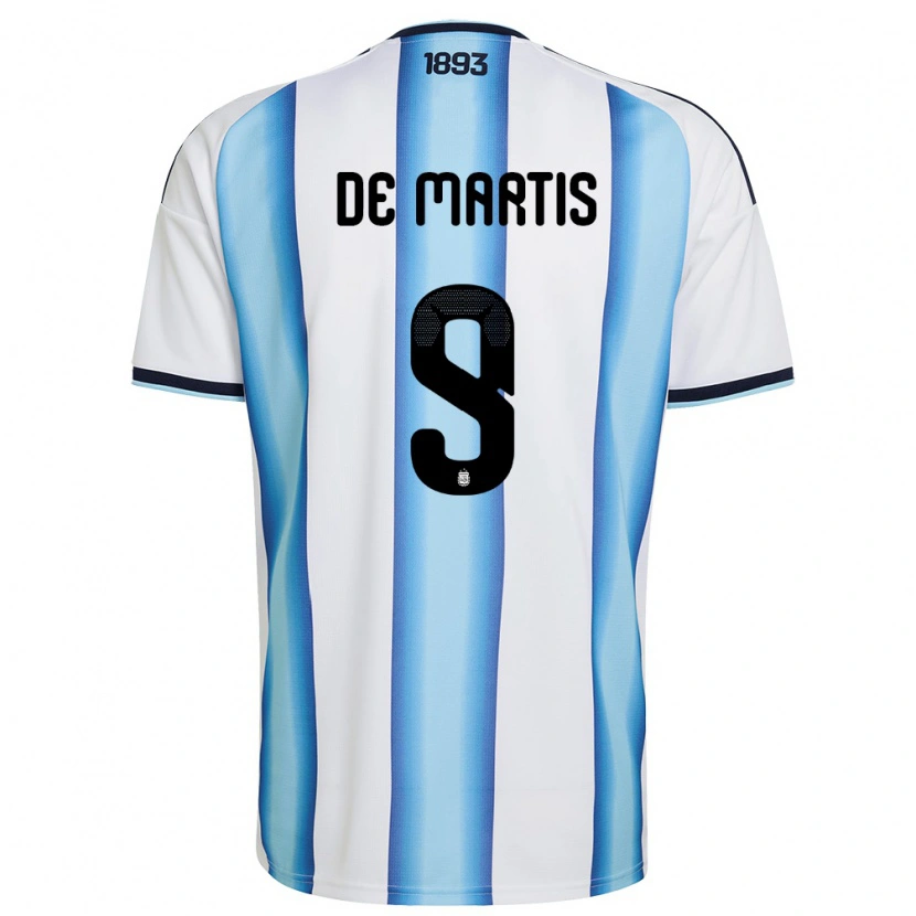 Danxen Niño Camiseta Argentina Thomás De Martis #9 Blanco Azul Cielo Marino 1ª Equipación 26-28 La Camisa México