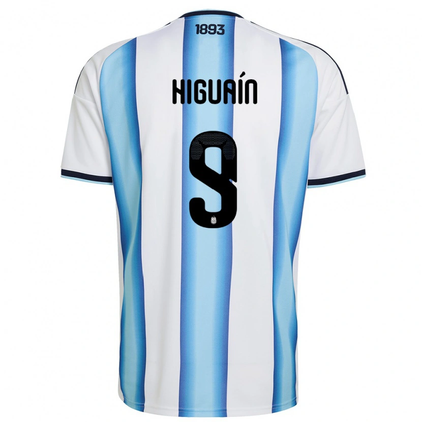 Danxen Niño Camiseta Argentina Gonzalo Higuain #9 Blanco Azul Cielo Marino 1ª Equipación 26-28 La Camisa México