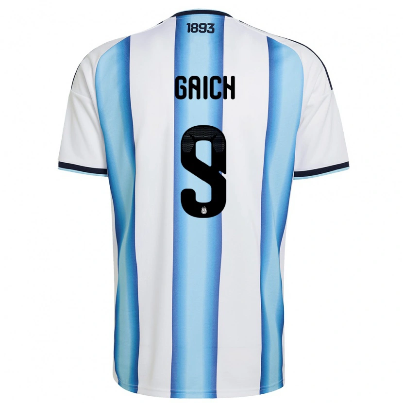 Danxen Niño Camiseta Argentina Adolfo Gaich #9 Blanco Azul Cielo Marino 1ª Equipación 26-28 La Camisa México