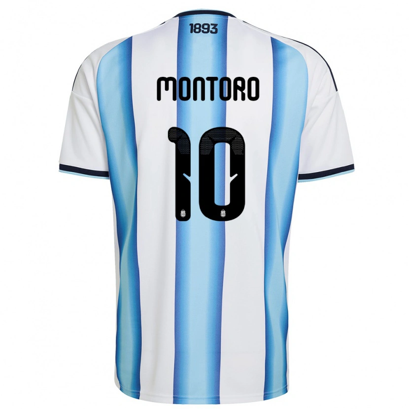 Danxen Niño Camiseta Argentina Álvaro Montoro #10 Blanco Azul Cielo Marino 1ª Equipación 26-28 La Camisa México