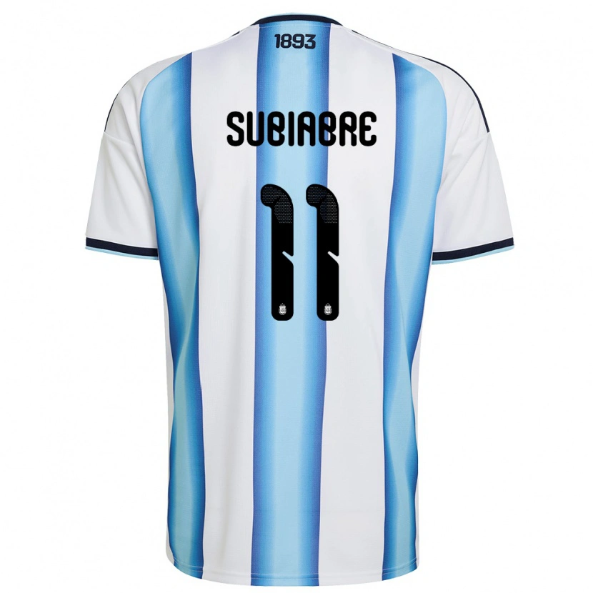 Danxen Niño Camiseta Argentina Ian Subiabre #11 Blanco Azul Cielo Marino 1ª Equipación 26-28 La Camisa México