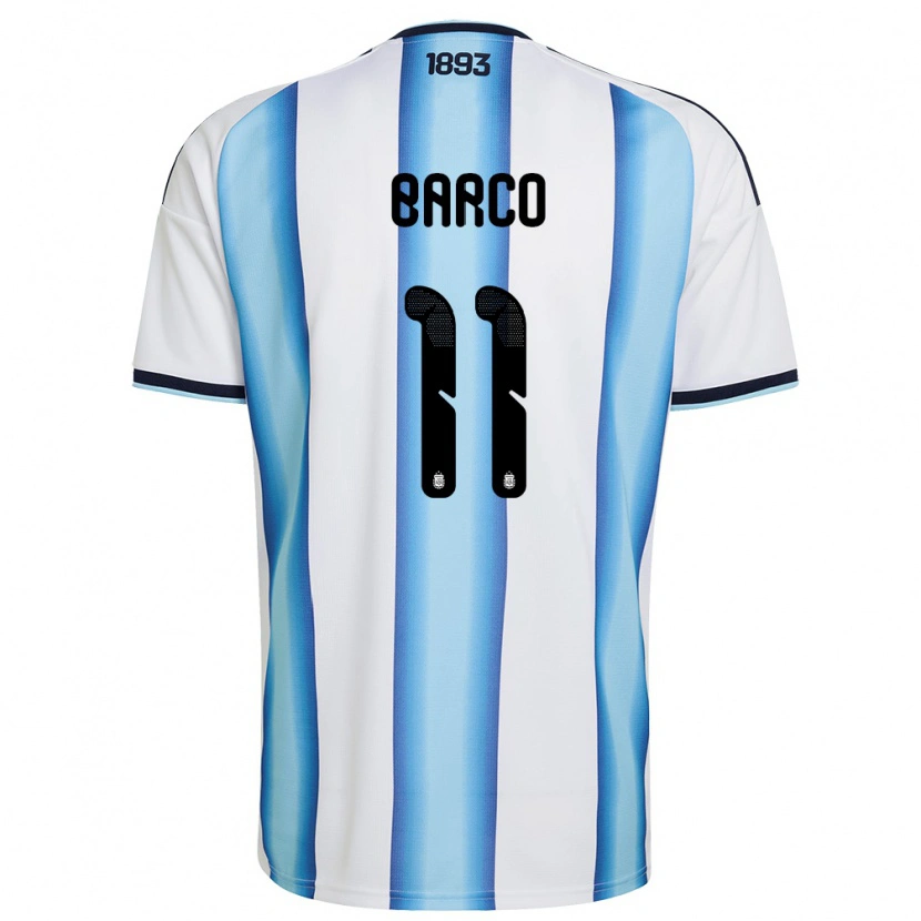 Danxen Niño Camiseta Argentina Ezequiel Barco #11 Blanco Azul Cielo Marino 1ª Equipación 26-28 La Camisa México