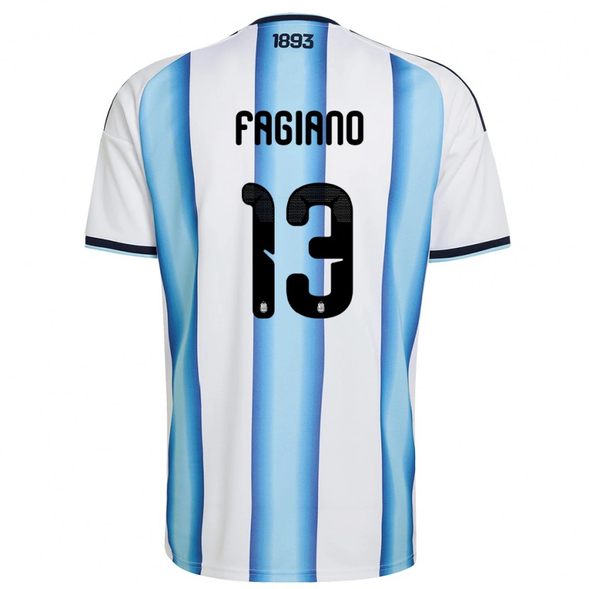 Danxen Niño Camiseta Argentina Paloma Fagiano #13 Blanco Azul Cielo Marino 1ª Equipación 26-28 La Camisa México