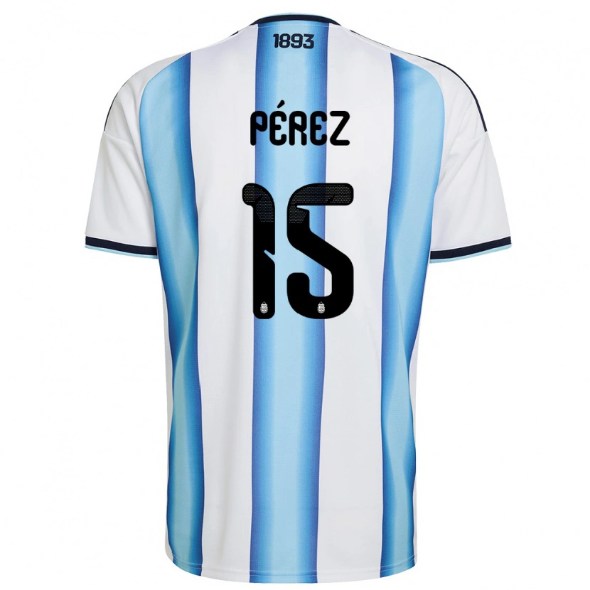 Danxen Niño Camiseta Argentina Tomás Pérez #15 Blanco Azul Cielo Marino 1ª Equipación 26-28 La Camisa México