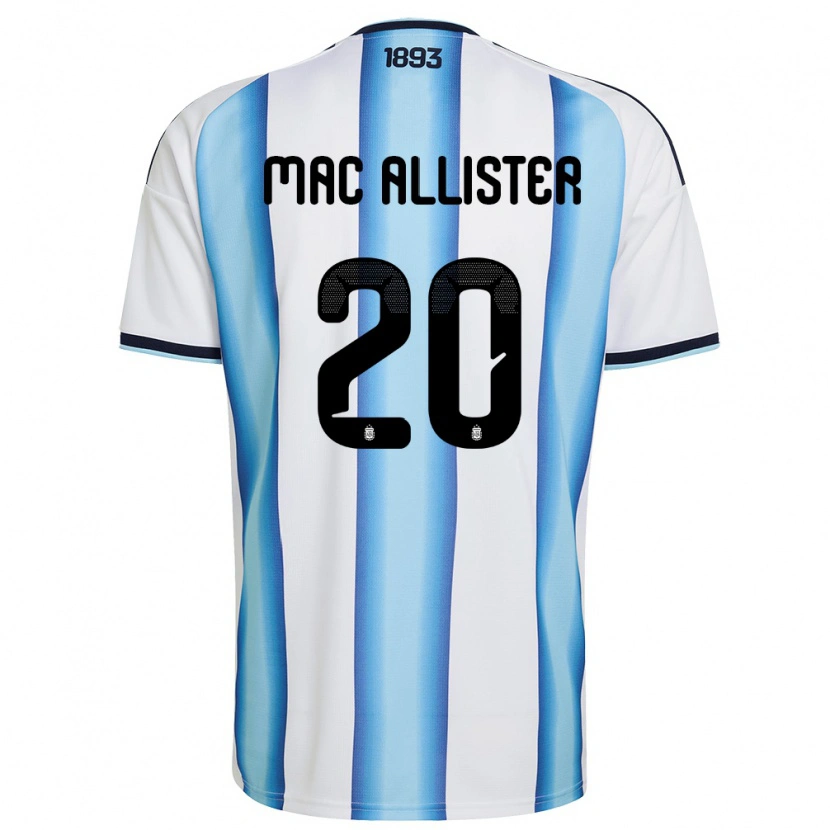 Danxen Niño Camiseta Argentina Alexis Mac Allister #20 Blanco Azul Cielo Marino 1ª Equipación 26-28 La Camisa México