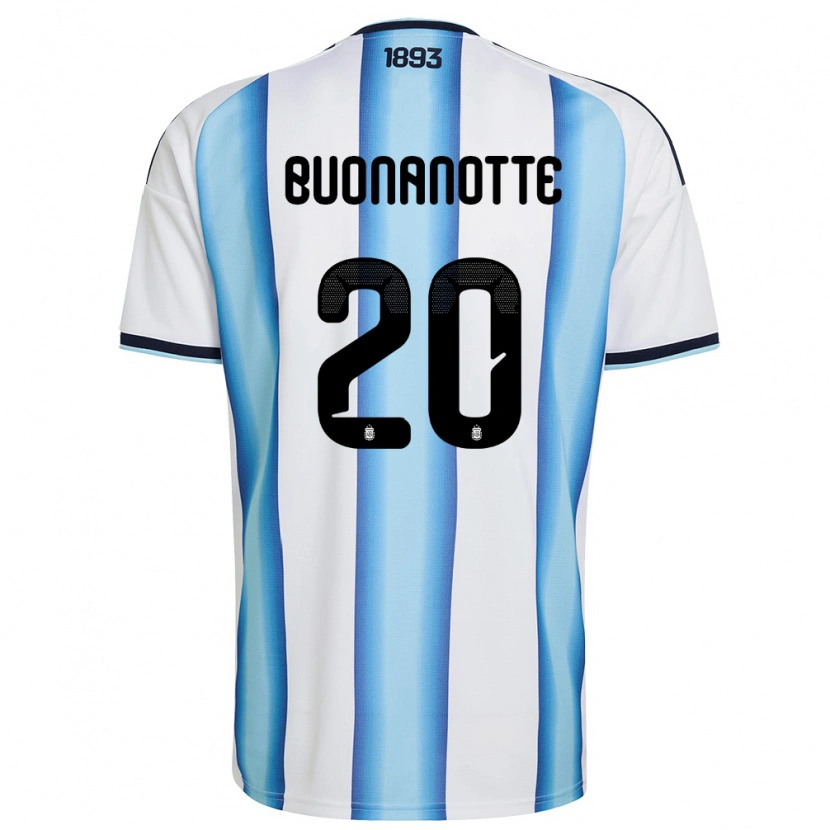 Danxen Niño Camiseta Argentina Facundo Buonanotte #20 Blanco Azul Cielo Marino 1ª Equipación 26-28 La Camisa México
