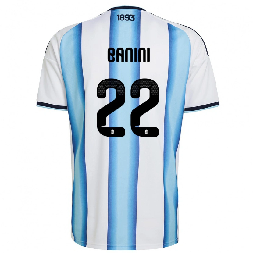 Danxen Niño Camiseta Argentina Estefania Banini #22 Blanco Azul Cielo Marino 1ª Equipación 26-28 La Camisa México