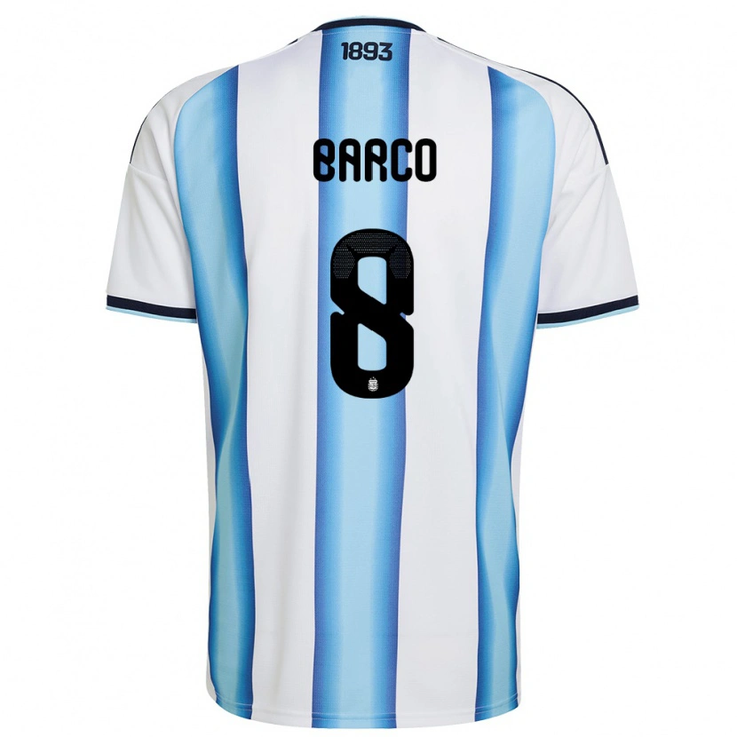 Danxen Niño Camiseta Argentina Valentín Barco #8 Blanco Azul Cielo Marino 1ª Equipación 26-28 La Camisa México