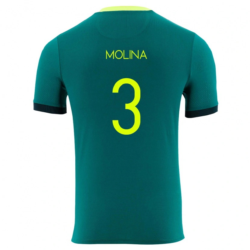 Danxen Niño Camiseta Bolivia Iván Molina #3 Verde Amarillo Negro 1ª Equipación 26-28 La Camisa México