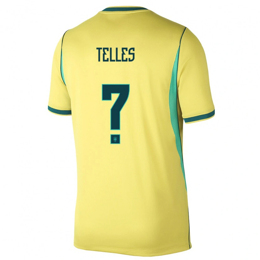 Danxen Niño Camiseta Brasil Douglas Telles #0 Amarillo Verde 1ª Equipación 26-28 La Camisa México