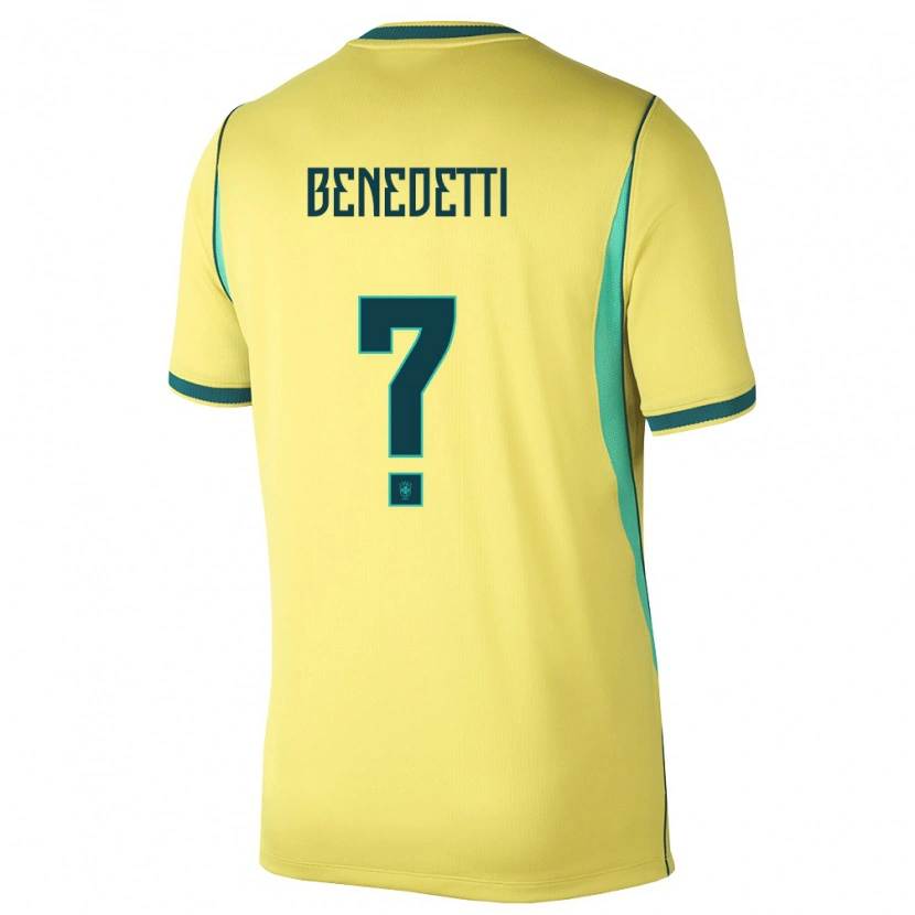 Danxen Niño Camiseta Brasil Luis Benedetti #0 Amarillo Verde 1ª Equipación 26-28 La Camisa México