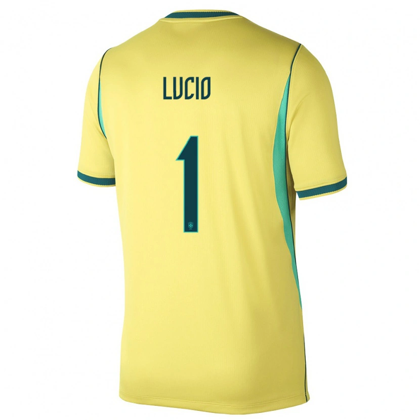 Danxen Niño Camiseta Brasil João Lucio #1 Amarillo Verde 1ª Equipación 26-28 La Camisa México