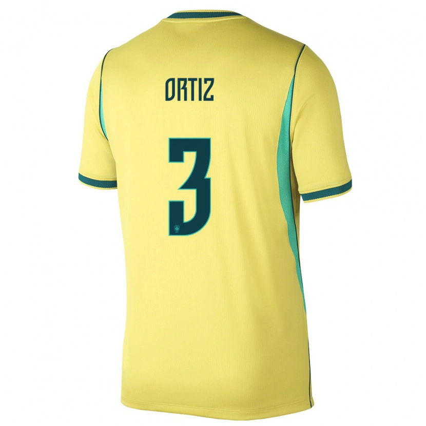 Danxen Niño Camiseta Brasil Léo Ortiz #3 Amarillo Verde 1ª Equipación 26-28 La Camisa México