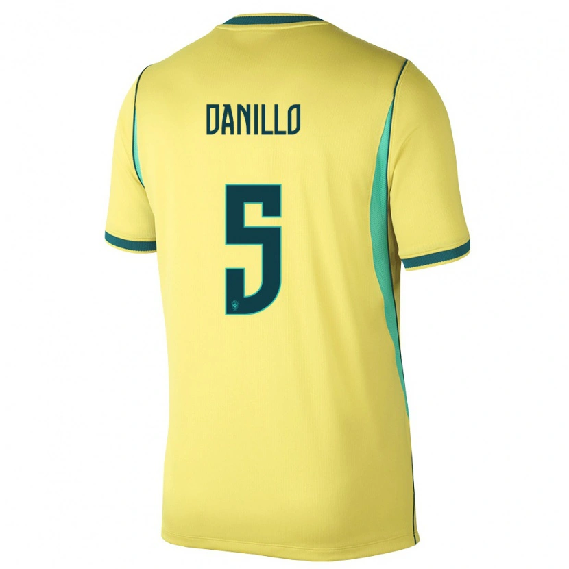 Danxen Niño Camiseta Brasil Danillo #5 Amarillo Verde 1ª Equipación 26-28 La Camisa México