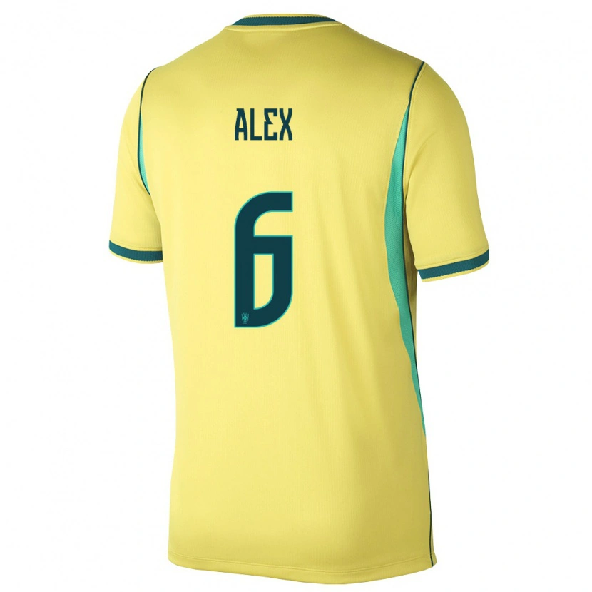 Danxen Niño Camiseta Brasil Alex #6 Amarillo Verde 1ª Equipación 26-28 La Camisa México