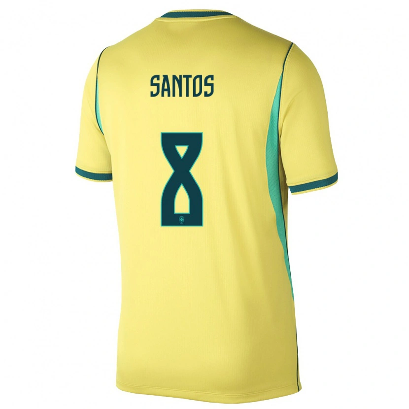 Danxen Niño Camiseta Brasil Andrey Santos #8 Amarillo Verde 1ª Equipación 26-28 La Camisa México