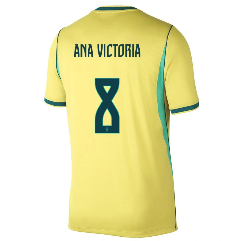 Danxen Niño Camiseta Brasil Ana Victoria #8 Amarillo Verde 1ª Equipación 26-28 La Camisa México