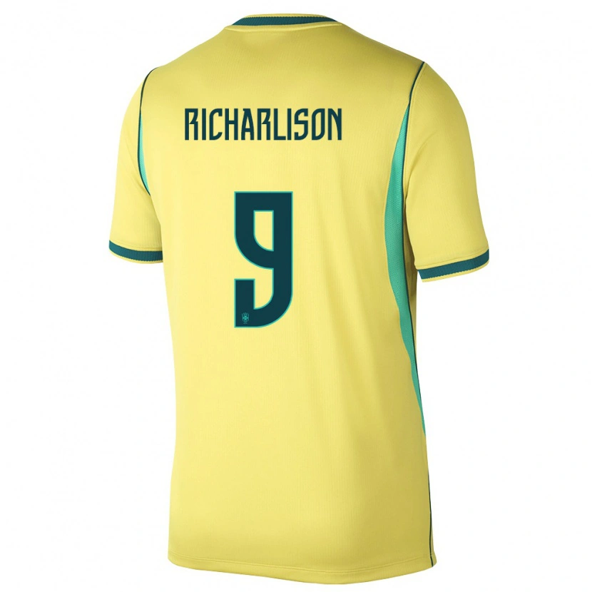 Danxen Niño Camiseta Brasil Richarlison #9 Amarillo Verde 1ª Equipación 26-28 La Camisa México