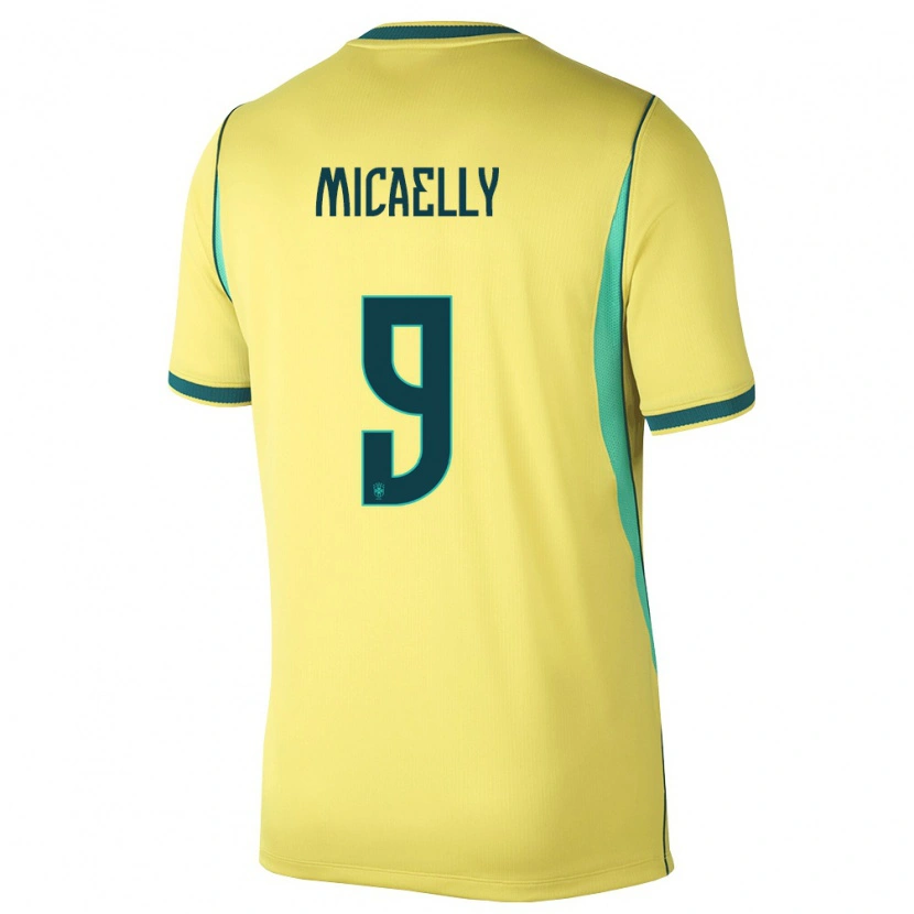 Danxen Niño Camiseta Brasil Micaelly #9 Amarillo Verde 1ª Equipación 26-28 La Camisa México
