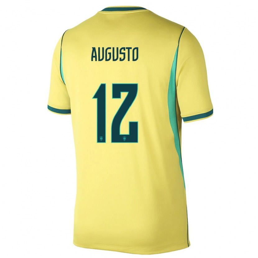 Danxen Niño Camiseta Brasil Cesar Augusto #12 Amarillo Verde 1ª Equipación 26-28 La Camisa México