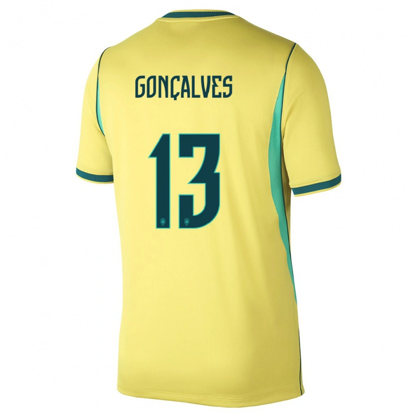 Danxen Niño Camiseta Brasil Guilherme Gonçalves #13 Amarillo Verde 1ª Equipación 26-28 La Camisa México