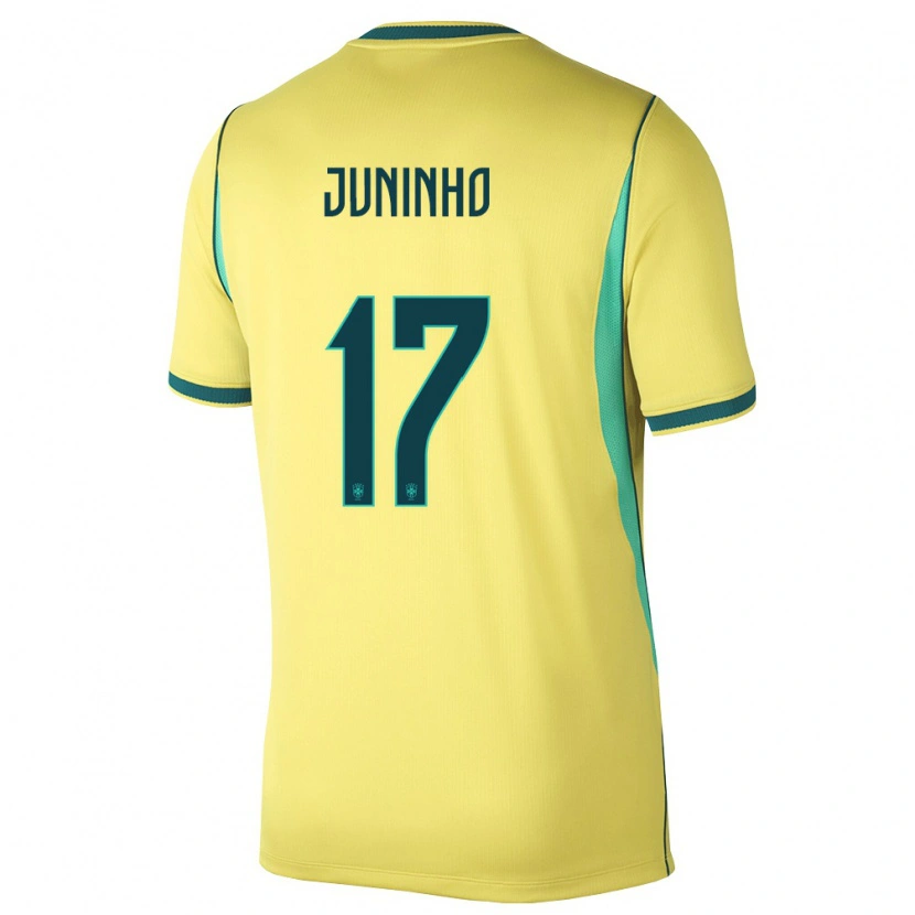 Danxen Niño Camiseta Brasil Juninho #17 Amarillo Verde 1ª Equipación 26-28 La Camisa México